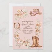 Roze Boho Bloemige Westerse Bruidsdouche Kaart (Voorkant)