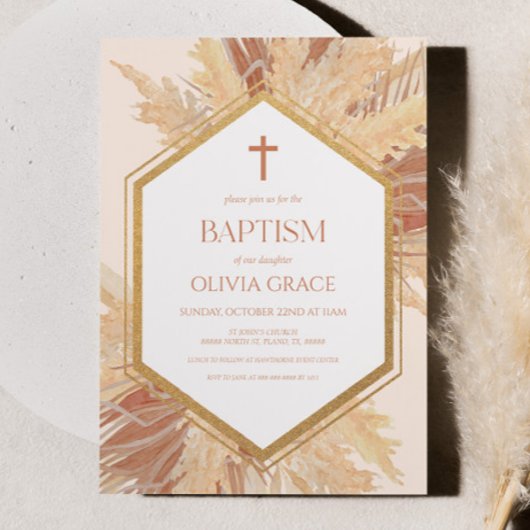 Roze Boho Bohemian Bloemen Lijst Doop Kaart