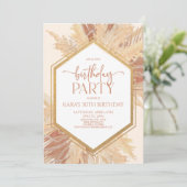 Roze Boho Bohemian Bloemen Verjaardagsfeest Kaart (Staand voorkant)