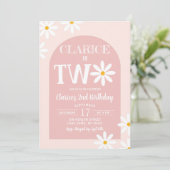 Roze Boho Boog Daisy 2e Verjaardag Kaart (Staand voorkant)