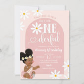 Roze Boho Boog Daisy Afro Afrikaanse Eerste Verjaa Kaart (Voorkant)