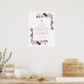 Roze Boho Botanische Heilige Communie Welkomstbord Poster (Keuken)