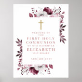 Roze Boho Botanische Heilige Communie Welkomstbord Poster (Voorkant)