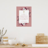 Roze Boho Botanische Heilige Communie Welkomstbord Poster (Keuken)