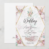  roze Boho bruiloft Kaart (Voorkant / Achterkant)