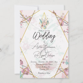  roze Boho bruiloft Kaart