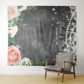 Roze Boho Bruiloft Photo Booth Achtergrond Wandkleed (In Situ (horizontaal))