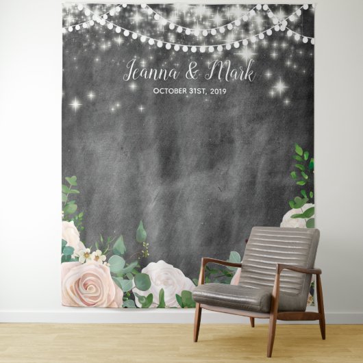 Roze Boho Bruiloft Photo Booth Achtergrond Wandkleed (In situ)