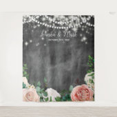 Roze Boho Bruiloftsfoto Booth Achtergrond Wandkleed (Voorkant)