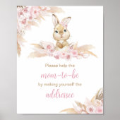 Roze Boho Bunny Baby shower Envelope Station Poster (Voorkant)