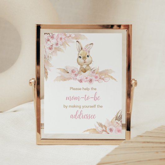 Roze Boho Bunny Baby shower Envelope Station Poster