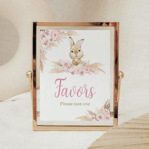Roze Boho Bunny Baby shower Favors Poster