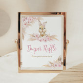 Roze Boho Bunny Baby shower Luier Raffle Poster
