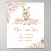 Roze Boho Bunny Baby shower Moeder Osa Bar Poster (Voorkant)