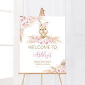 Roze Boho Bunny Baby shower Welkom Poster