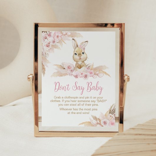 Roze Boho Bunny Baby shower zeg geen Baby Poster