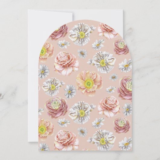 Roze Boho Bunny Love Waterverf Bloemen Huwelijk Kaart (Achterkant)