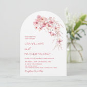Roze Boho Chic Bloemen Witte Bruiloft Kaart (Staand voorkant)