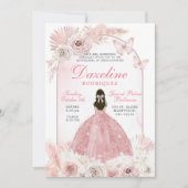 Roze Boho Chic Quinceanera Kaart (Voorkant)