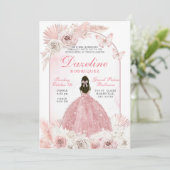 Roze Boho Chic Quinceanera Kaart (Staand voorkant)