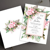 Roze Boho Chic Tuin Elegante Trouwfeest Kaart