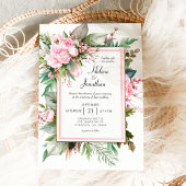 Roze Boho Chic Tuin Elegante Trouwfeest Kaart