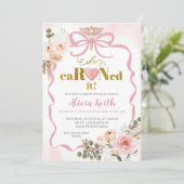 Roze Boho Coquette Pampas Gras Ze heeft het verdie Kaart (Staand voorkant)