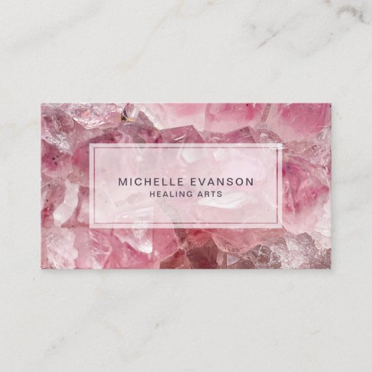 Roze Boho Crystal Healing Arts Visitekaartje (Voorkant)