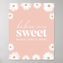 Roze Boho Daisy Baby shower Baby's zijn zoet Poster