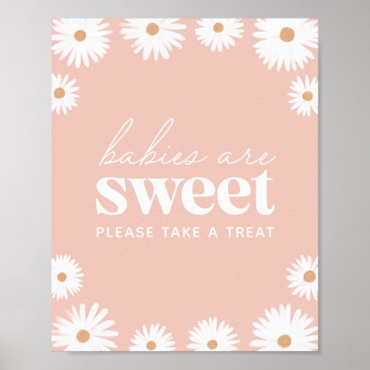 Roze Boho Daisy Baby shower Baby's zijn zoet Poster (Voorkant)