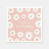 Roze Boho Daisy Birthday Part Servet (Voorkant)