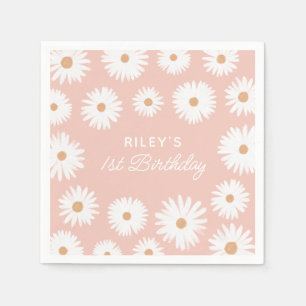 Roze Boho Daisy Birthday Part Servet