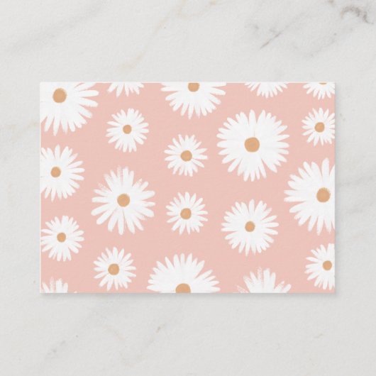 Roze Boho Daisy Floral Baby shower Diaper Raffle Informatiekaartje (Achterkant)