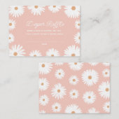 Roze Boho Daisy Floral Baby shower Diaper Raffle Informatiekaartje (Voorkant / Achterkant)