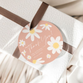 Roze Boho Daisy Flower Favor Tags Bedankjes Labels