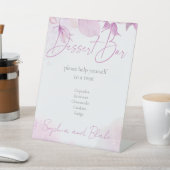 Roze Boho Dessert Bar Bruiloft Pedestal Sign Reclamebord Met Voetstuk (Insitu)