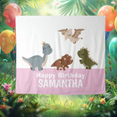 Roze Boho Dinosaur achtergrond Wandkleed