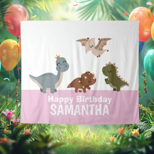 Roze Boho Dinosaur achtergrond Wandkleed