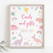 Roze Boho Dinosaur Kaarten en cadeaus Verjaardagsb Poster