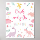 Roze Boho Dinosaur Kaarten en cadeaus Verjaardagsb Poster (Voorkant)