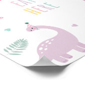 Roze Boho Dinosaurus Herbivoren Verjaardagsteken Poster (Hoek)