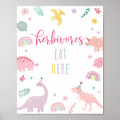 Roze Boho Dinosaurus Herbivoren Verjaardagsteken Poster (Voorkant)