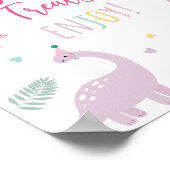 Roze Boho Dinosaurus Sweet Treats Verjaardagsteken Poster (Hoek)