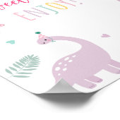 Roze Boho Dinosaurus Sweetivores Verjaardagsteken Poster (Hoek)