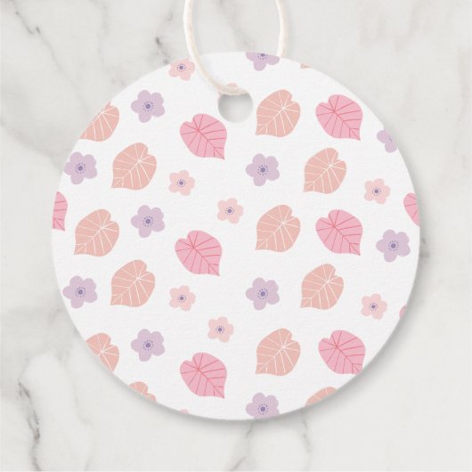 Roze Boho Dinosaurus Verjaardag Bedankjes Labels (Achterkant)