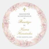 Roze Boho Doop Spaans sticker (Voorkant)