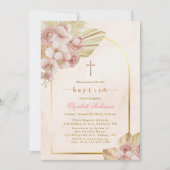 Roze Boho doop uitnodiging (Voorkant)