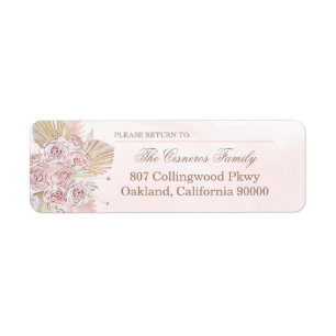 Roze Boho Dried Floral Rozen Return Address Label