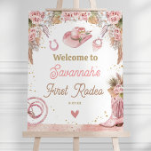 Roze Boho Eerste Rodeo 1e Verjaardag 16x20 Welkom Poster