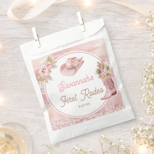 Roze Boho eerste Rodeo 1e verjaardag Bedankzakje (Geknipt)
